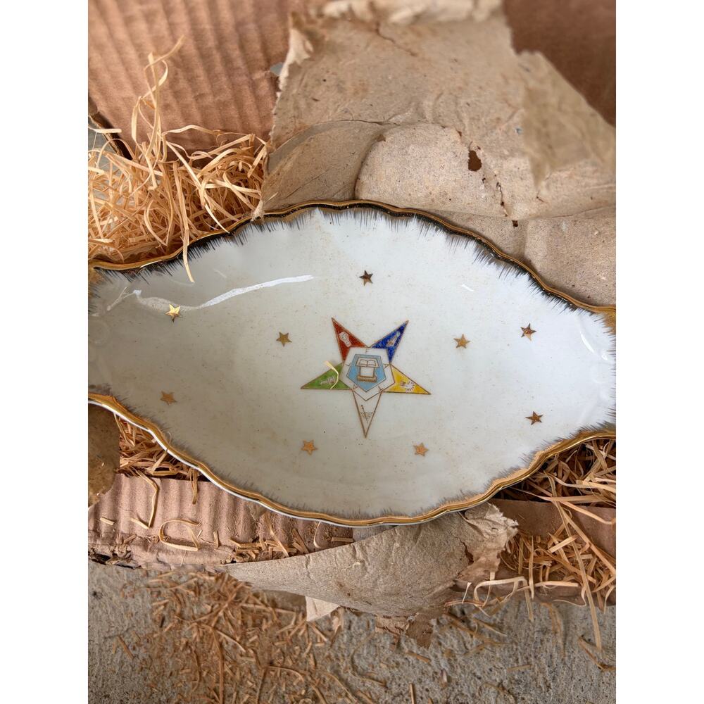 Vintage Masonic Freemason Collectible Porcelain Serving Dish- box of 6-NOS